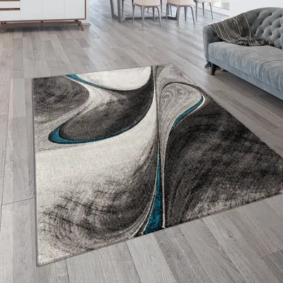 Image de Tapis de salon moderne à poils courts ondulés avec motif abstrait en 3D Dimensions : 80 x 150 cm