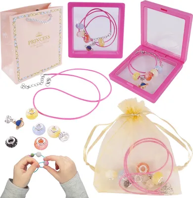Zdjęcie produktu dla Zestaw Do Tworzenia Naszyjnika Koraliki Rzemyk Charms Pudełko Torebka Diy