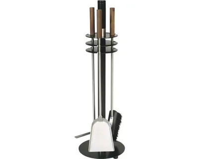 Obrázek produktu pro Krbový příbor model 935 - černě potažený, příbor - nerezová ocel, rukojeti - ořechové dřevo