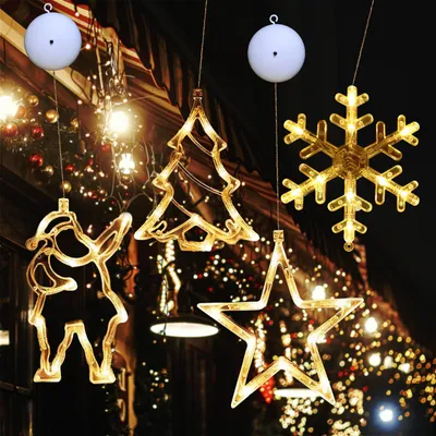 Productafbeelding van Kerstverlichting voor Ramen, 4 x Zuignap Lichtketting met LED