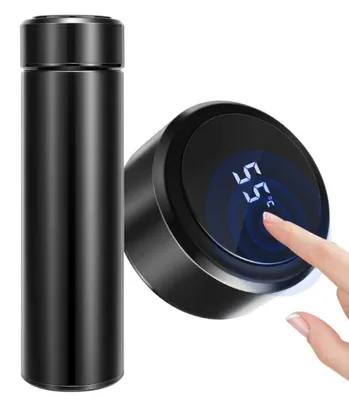 Produktbild von Thermosflasche 500 Ml, Vakuumisolierter Edelstahlbecher Mit LCD-Temperaturanzeige, Ideal Für Heiße Und Kalte Getränke