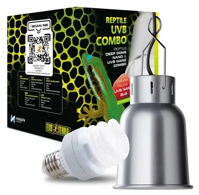 Zdjęcie produktu dla Oświetlenie do terrariów Exo Terra Reptile Deep Dome Nano/combo, kolor srebrny Srebrny, rozmiar uniwersalny