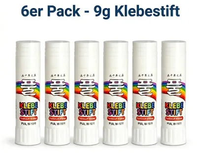 Produktbild von Klebestifte 6er Set 9g PVA Klebestift für Schule Büro & 3D-Drucker Haftung