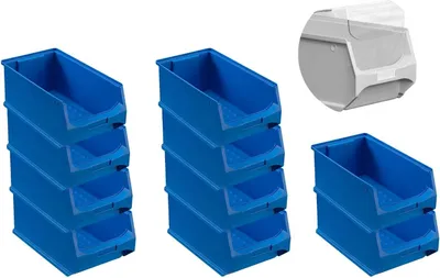 Produktbild von SparSet 10x Blaue Sichtlagerbox 4.0 mit Abdeckung | HxBxT 15x20x35cm | 7,2 Liter | Sichtlagerbehälter, Sichtlagerkasten, Sichtlagerkastensortiment, Sortierbehälter
