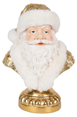 Produktbild von Clayre & Eef Weihnachtsdekorationsfigur Weihnachtsmann 23x15x32 cm Weiß Kunststoff