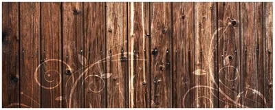 Produktbild von Wallario Küchenrückwand selbstklebend, Größe: 115 x 50 cm, Motiv: Holz in dunkelbraun mit Blumenmuster - Schnörkel | Spritzschutz | abwischbar | pflegeleicht | in