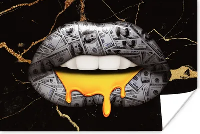 Produktbild von MuchoWow® Poster Lippen - Geld - Abstrakt 120x80 cm - Bilder