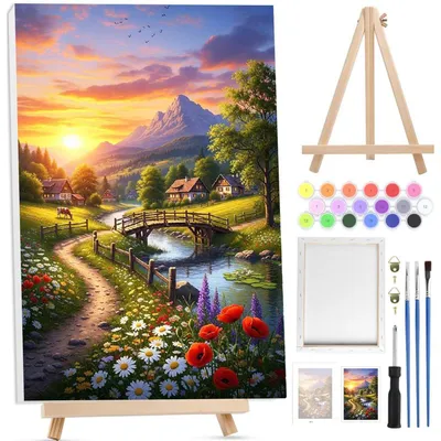 Immagine prodotto di Kit per dipingere per adulti, con cornice, tela da 20x30 cm, set per la pittura acrilica fai-da-te