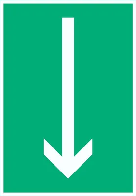 Produktbild von Richtungspfeil runter Schild hochkant weiss grün Pfeil A4 Rückseite selbstklebend