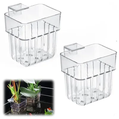Produktbild von Aquarium Pflanzenhalter - 2 Stück - Aquarienpflanzen Halter aus Acryl - 6,7x7,7cm - Transparent - Aquascaping Aquarium Deko