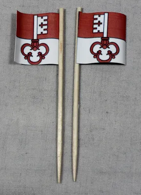 Produktbild von Party-Picker Flagge Obwalden Kanton Schweiz Papierfähnchen in Spitzenqualität 25 Stück Beutel