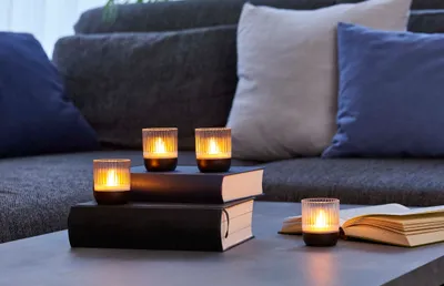 Produktbild von Northpoint LED Akku Lounge Lights 4er-Set Touchsensor Innen & Außen RGBW Flackereffekt klar schwarz