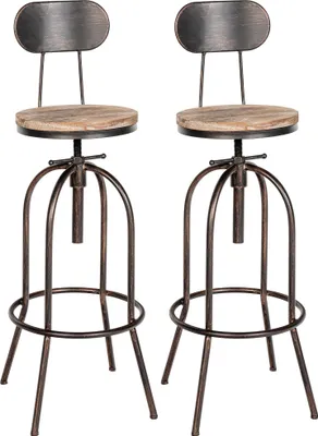 Immagine prodotto di Set di 2 sgabelli da bar CLP Pino, in legno, regolabili in altezza, color bronzo