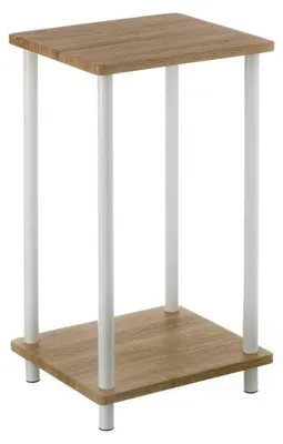 Produktbild von Bodenregal mit 2 Einlegeböden aus MDF und Metall in Natur und Weiß
