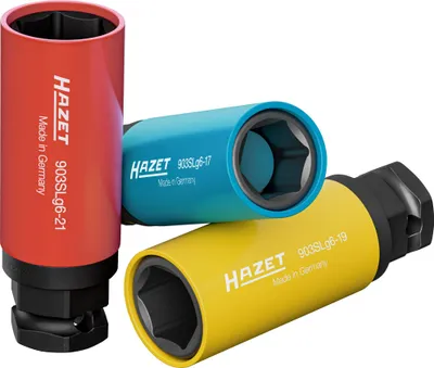 Produktbild von Hazet Schlag-Maschinenschrauber Steckschlüsseleinsatz Satz 903SLG6/3, 1/2 (12,5 mm) Vierkant hohl, 24 mm Außen-Sechskant, Außen Sechskant-Tractionspr