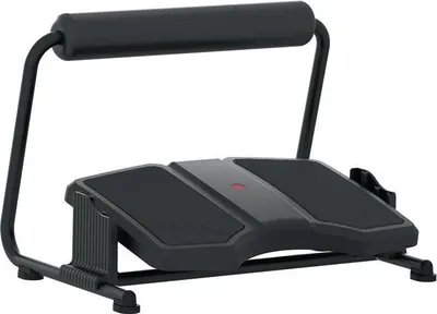 A black footrest with a padded bar at the top.