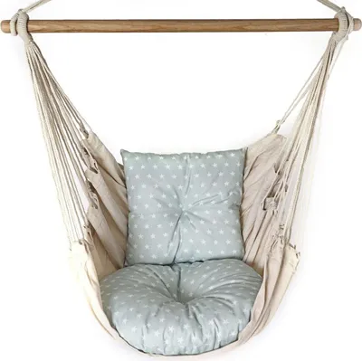 Produktbild von Love Gifts® Hängesessel mit 2 Kissen und Deckenhaken-Kit 130/100 cm - 150kg Belastbar, Hängestuhl für Erwachsene & Kinder, Hängesitz Aufhängung Indoor