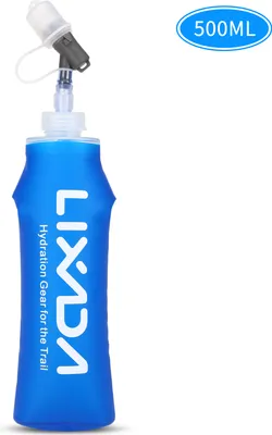 Obrázek produktu pro Skládací, měkká láhev na vodu se slámkou, bez BPA, vhodná na turistiku, cyklistiku, pěší výlety, kempování a běh