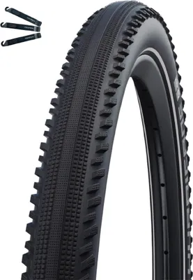 Immagine prodotto di 1 x pneumatico per bicicletta Schwalbe Hurricane Performance DD RaceGuard E-50 ADDIX nero/riflettente 62-622 (29x2,40) incl. leva per pneumatici maxxi4you