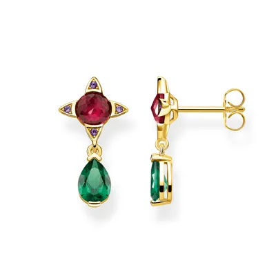 Produktbild von Thomas Sabo Grüner Tropfen mit rotem Stein H2073-973-7 Ohrringe