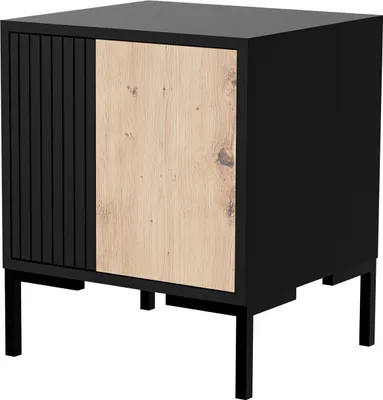 Productafbeelding van Furniture24, 2 nachtkastjes, model Merci, afmetingen 44 x 52,5 x 40 cm, uitvoering: ambachtelijk eikenhout/zwart