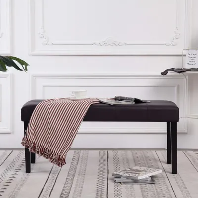Produktbild von The Living Store Sitzbank 106 cm Braun Kunstleder