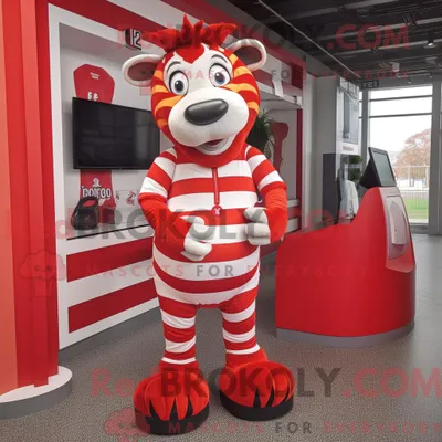 Produktbild von Rotes REDBROKOLY Zebra-Maskottchenkostüm mit Jogginghose und Münzbörse