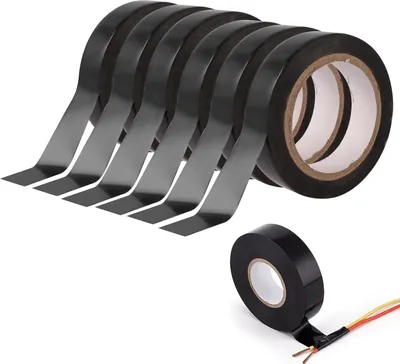 Produktbild von 6 Bände Electrical Tape 16mm x 20m Elektrisches Isolierband Wasserdicht Schwarzes Klebeband für Elektriker Verdrahtungsprojekte und Reparaturen