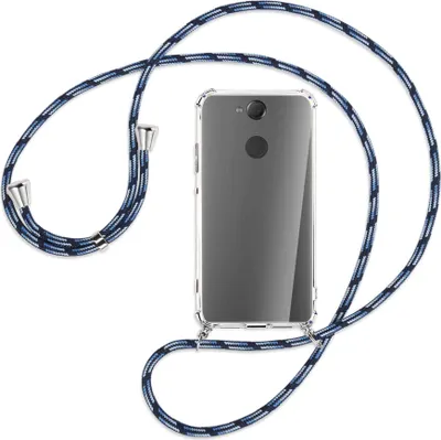Produktbild von Handykette Backcover-Schutzhülle mit Band (Metall silberfarben) für Sony Xperia XA2 - Blautöne