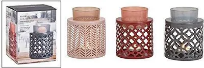 Produktbild von Duftlampe aus Metall, Glas Pink, braun, grau 3-fach, (B/H/T) 10x13x10cm
