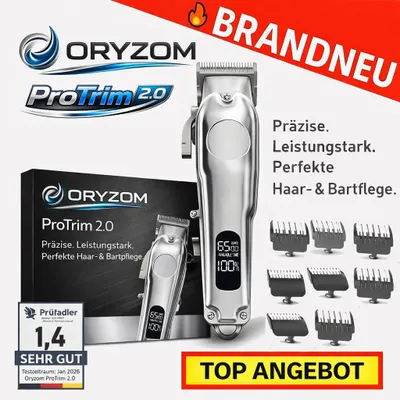 Obrázek produktu pro Oryzom™ ProTrim 2.0 Profesionální nerezová zastřihovačka vlasů a vousů s akumulátorem USB