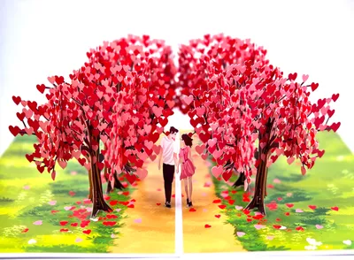 Produktbild von Pop-Up Geburtstagskarte 3D Liebesbaum Hochzeitskarte Hochzeitsgeschenk, Pop Up Karte Hochzeit Verlobungsgeschenk, Karte für Hochzeitstag Jahrestag