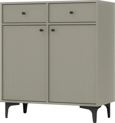 Produktbild von Kommode TOKYO 84 cm zweitürige Kommode mit zwei Schubladen, Sideboard für Wohnzimmer und Schlafzimmer, (Farbe: Eukalyptus)
