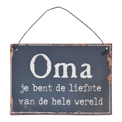 Image de Clayre & Eef Plaque de texte 13x9 cm bleu métal rectangulaire