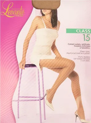 Produktbild von Damenstrümpfe, Strumpfhosen, 15 Den, transparent, seidig, elastisch, verstärktes Oberteil und Zwickel. LEVANTE-Artikel CLASS 15, 5 - XXL, Poliammide 85%,Elasthan 15%