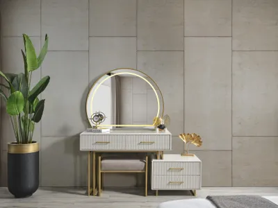 Produktbild von Schminktisch mit Spiegel Design Luxus Konsole Kommode Schlafzimmer Modern Stil