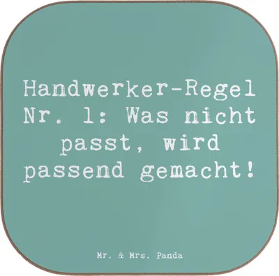 Produktbild von Mr. & Mrs. Panda Untersetzer Glas Spruch Handwerker Lösung - Meeresbrise - Geschenk, gläseruntersetzer, Was nicht passt wird passend gemacht, Berufung, Berufsprodukte