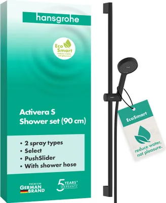 Produktbild von hansgrohe Brauseset Activera Select S 95 2jet EcoSmart mit Brausestange 90cm, Mattschwarz, 1 Stk.