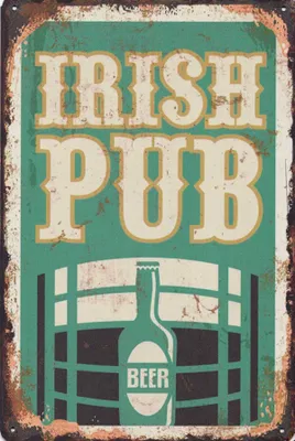 Obrázek produktu pro Dekorativní kovová cedule "Irish Pub" - 30x20 cm
