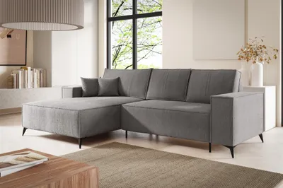 Produktbild von Ecksofa Schlafsofa FIORE Stoff ARAGON Grau Ottomane Links