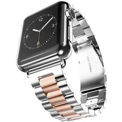 Produktbild von Strap-it Apple Watch 8 Stahlarmband (Silber/Roségold)