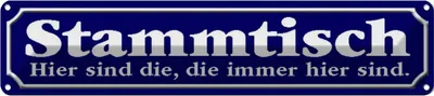 Produktbild von vianmo Blechschild 10x46 cm Stammtisch hier sind die immer Dekoration Spruch Zitat