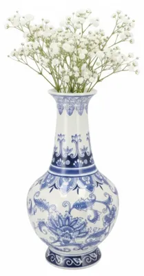Produktbild von Chinesische Vase asiatisch - blau - Porzellan - D20 x 37 cm - Blumenvase