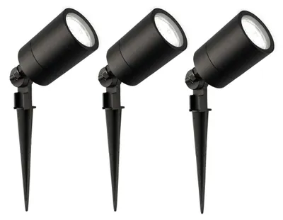 Image de Ledvion Lot de 3 LED Extérieur Spot IP65 1W 6500K GU10 dimmable piquet