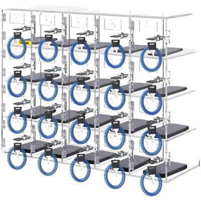 Productafbeelding van VEVOR Handgereedschapskast, 20 vakken van acryl materiaal met deursloten en sleutels, wandmontabele kast, geschikt voor kantoren, klaslokalen, sportscholen, sportscholen, transparant