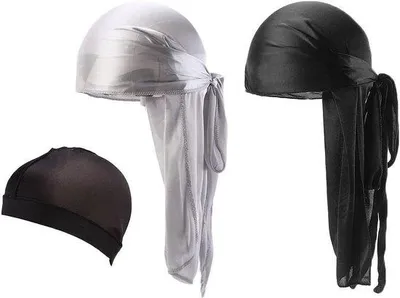 Produktbild von Elastische Durag - Eén Maat - Golven - Duurzame Kwaliteit - Zwart und Silber