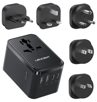 Immagine prodotto di Adattatore di corrente universale, 28W, con 4 tipi di spine e 6 prese