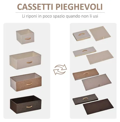 Immagine prodotto di Cassettiera con 5 Cassetti in Tessuto e Ripiano rigido 58x29x99 cm in Legno