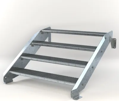 Produktbild von Stahltreppe 4 Stufen bis Höhe 84 cm, Laufbreite : 120 cm kein Geländer ST 1 (31 / 31 mm)