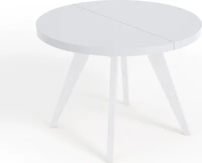 Image de Table ronde à rallonges pour la salle à manger, LORA, style loft, scandinave, diamètre : 90 / 190 cm, couleur : blanc